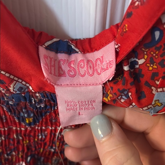 She's Cool Red Smocked Camisole Top - Picture 3 of 3